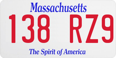 MA license plate 138RZ9