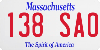 MA license plate 138SA0