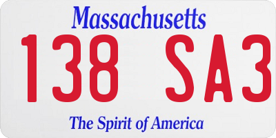 MA license plate 138SA3