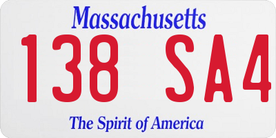 MA license plate 138SA4