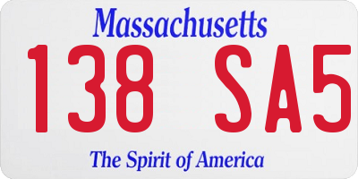 MA license plate 138SA5