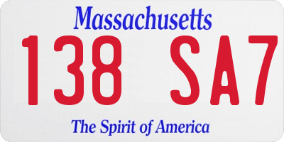 MA license plate 138SA7