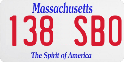MA license plate 138SB0