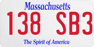 MA license plate 138SB3