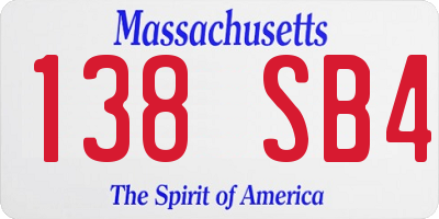 MA license plate 138SB4