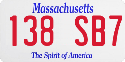 MA license plate 138SB7