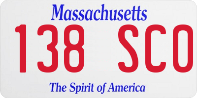 MA license plate 138SC0