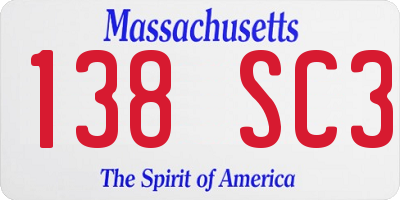 MA license plate 138SC3