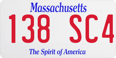 MA license plate 138SC4