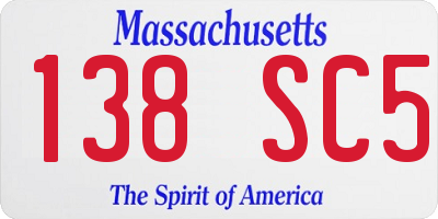 MA license plate 138SC5
