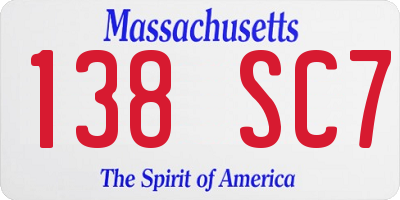 MA license plate 138SC7