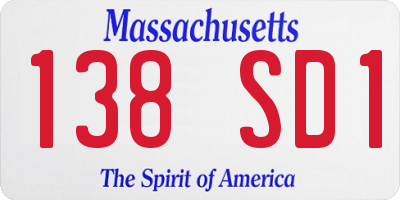 MA license plate 138SD1