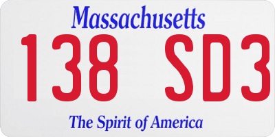 MA license plate 138SD3