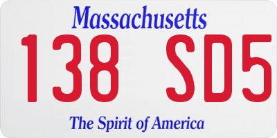 MA license plate 138SD5