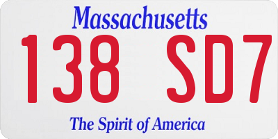 MA license plate 138SD7
