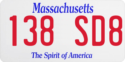 MA license plate 138SD8