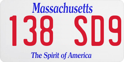 MA license plate 138SD9