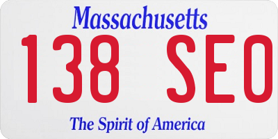 MA license plate 138SE0