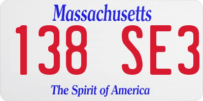 MA license plate 138SE3