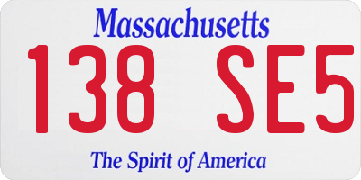 MA license plate 138SE5