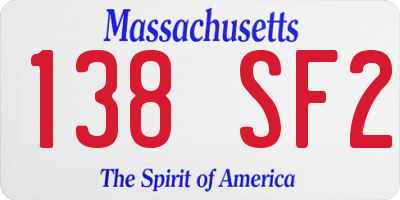 MA license plate 138SF2
