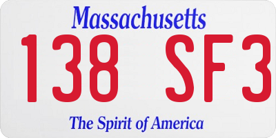 MA license plate 138SF3