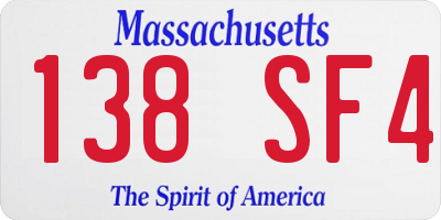 MA license plate 138SF4