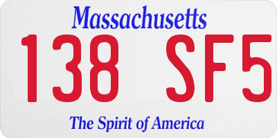 MA license plate 138SF5