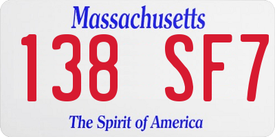 MA license plate 138SF7