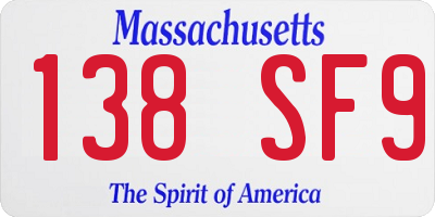 MA license plate 138SF9