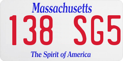 MA license plate 138SG5