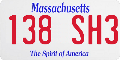 MA license plate 138SH3