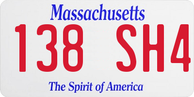 MA license plate 138SH4