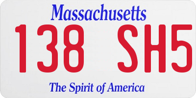 MA license plate 138SH5