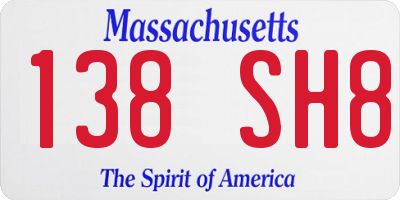MA license plate 138SH8