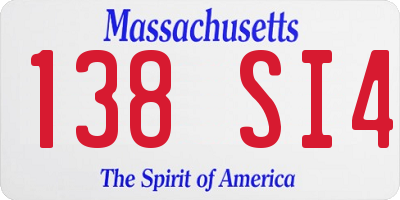 MA license plate 138SI4