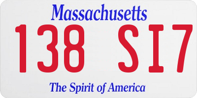 MA license plate 138SI7