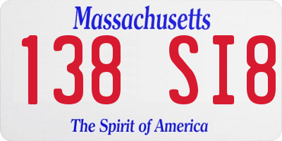 MA license plate 138SI8