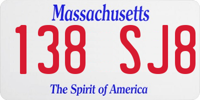 MA license plate 138SJ8