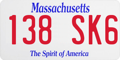 MA license plate 138SK6