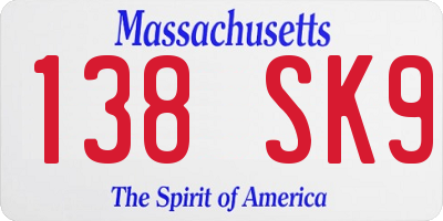MA license plate 138SK9