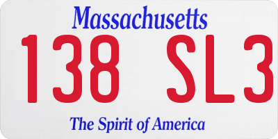 MA license plate 138SL3