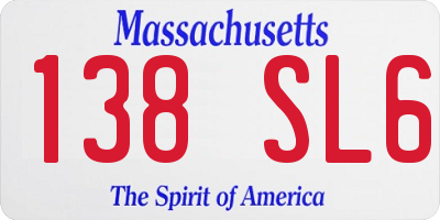 MA license plate 138SL6
