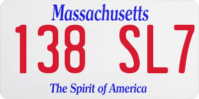 MA license plate 138SL7