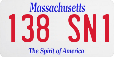 MA license plate 138SN1