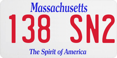 MA license plate 138SN2