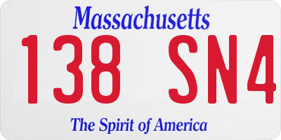 MA license plate 138SN4