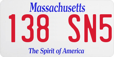 MA license plate 138SN5