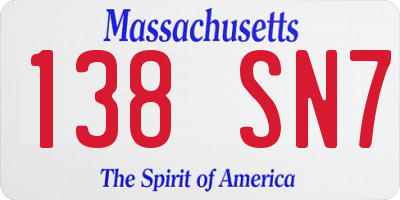 MA license plate 138SN7