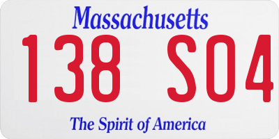 MA license plate 138SO4